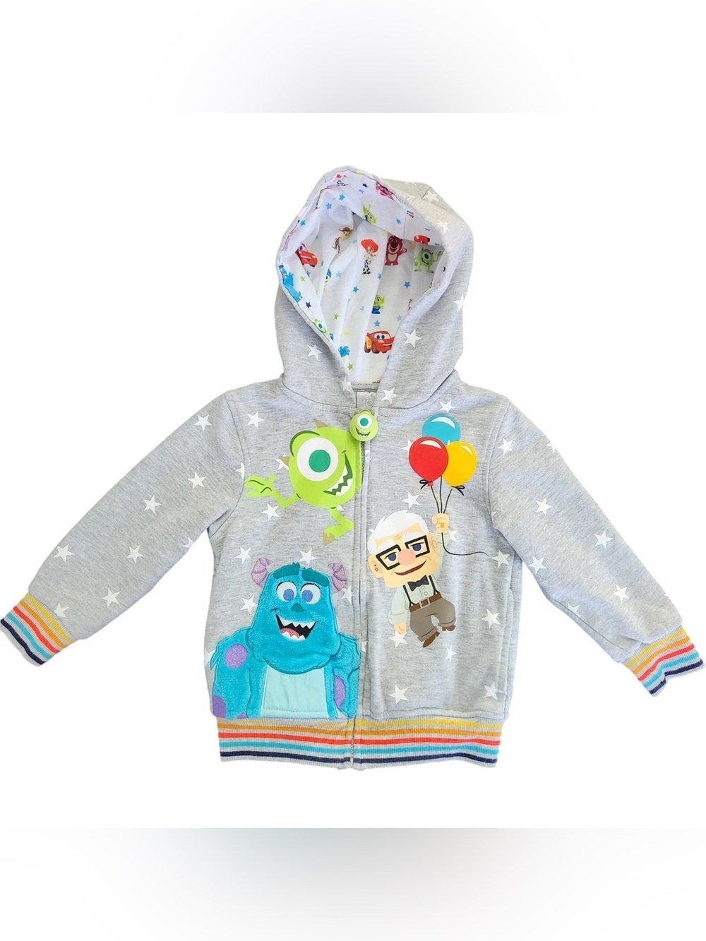 Disney 100 Monsters Inc., Up, Toy Story Star Print Zip up Hooded Sweatshirt
